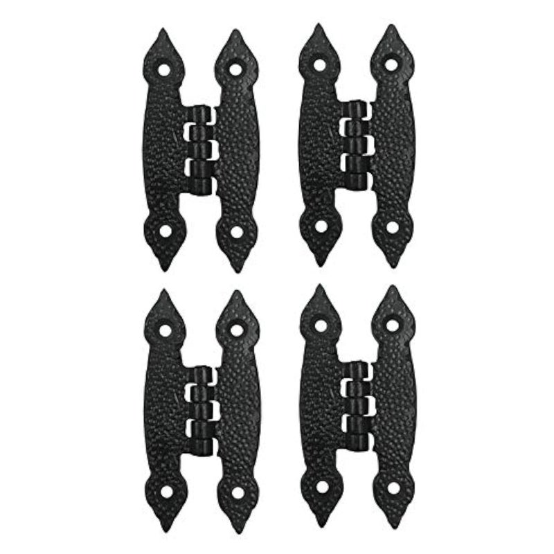 Adonai Hardware Abib Antique Iron H Cabinet Hinges (4 Pack, Black Powder Coated) for Vintage Barn Doors, Cupboards, Kitchen Wardrobes, Wooden Jewelry Box, Sheds, Furniture, Treasure Chest and Trunks - Image 1
